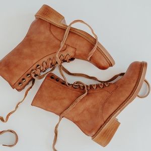 Camel Lace Up Boots size 8